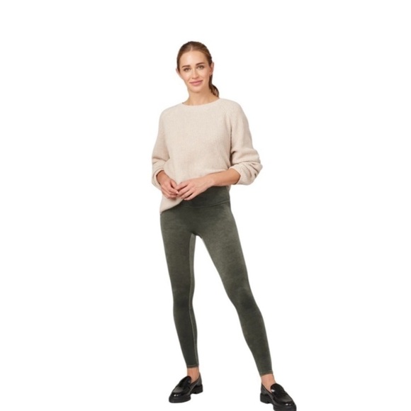 SPANX Green Velvet Leggings Large - Picture 1 of 6
